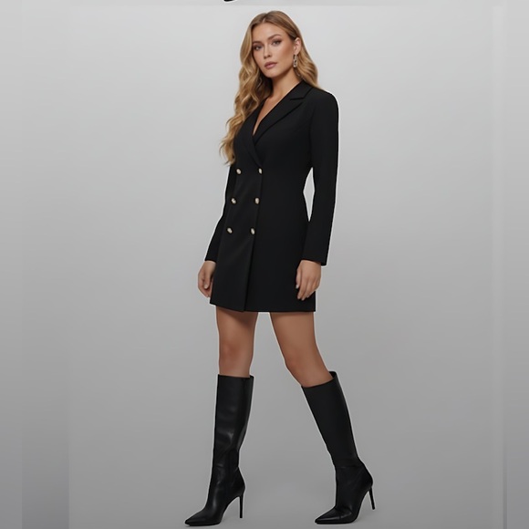 Black Double-Breasted Blazer Dress - Picture 3 of 8